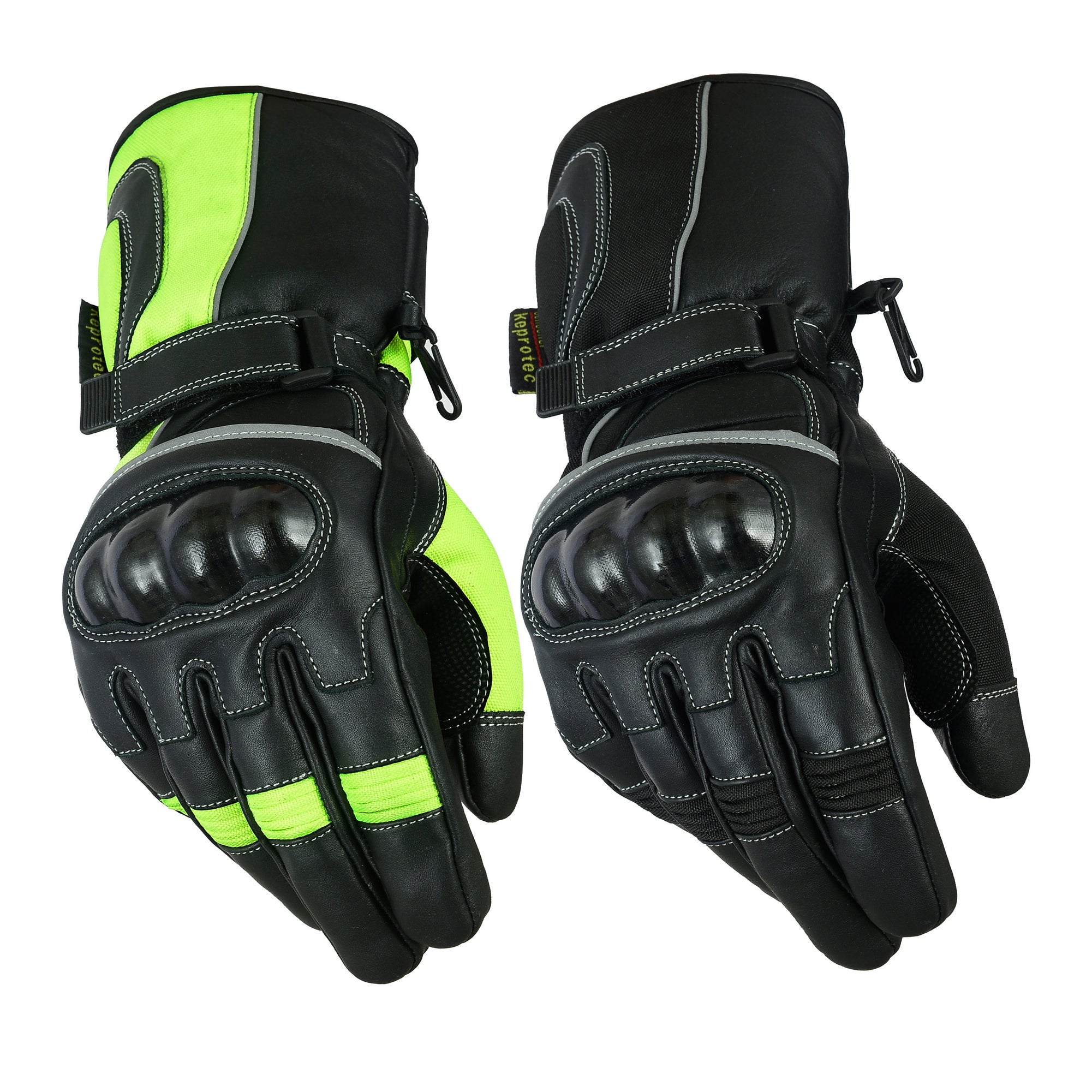 Waterproof Leather Motorbike Motorcycle Gloves Textile Black CE Armoured  Biker - Black / XXL