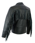 Tasselled Chopper Black Leather Motorcycle Jacket