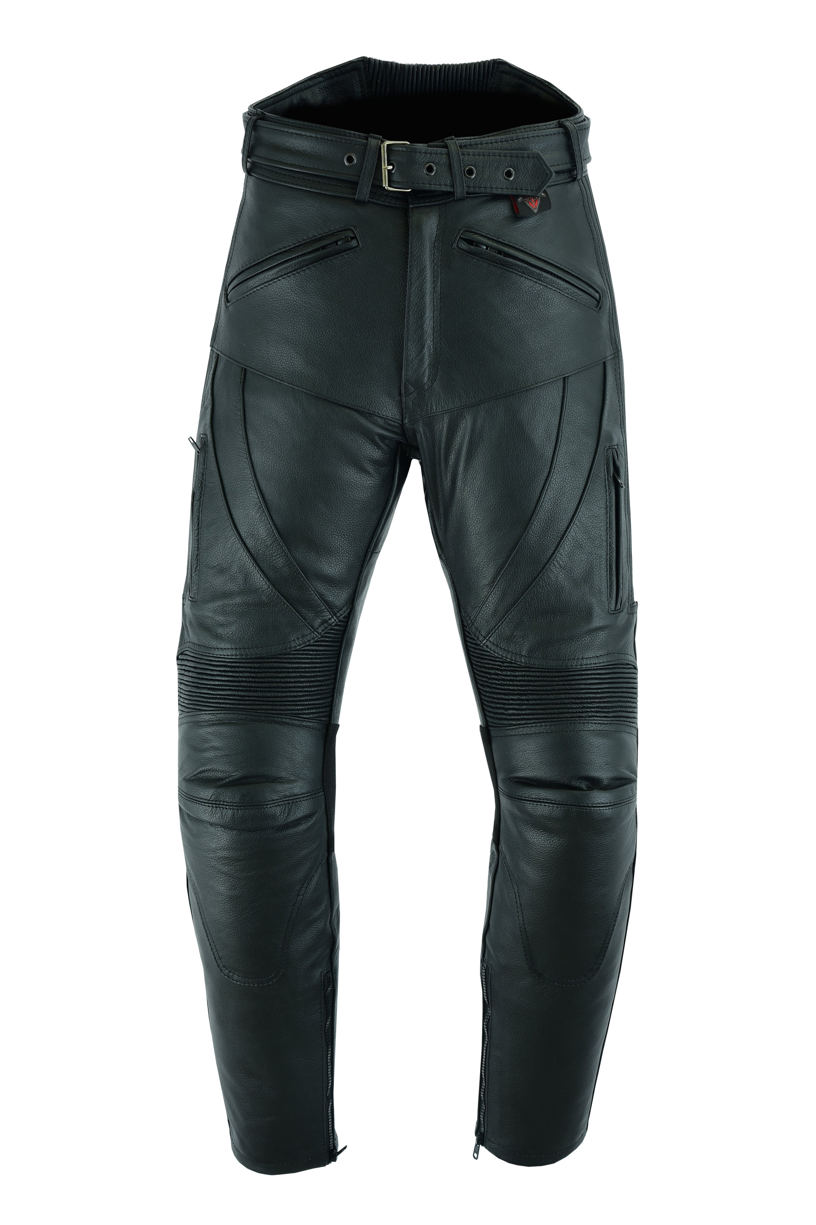Texpeed Pantalon moto cuir homme - De tourisme en cuir pour moto Cruiser  racing avec protection authentique biker CE armor (EN 1621-1) Noir - (M