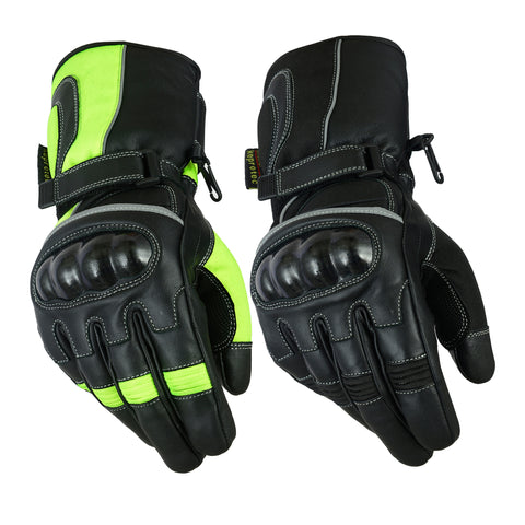 Waterproof Leather Motorbike Motorcycle Gloves Textile Black CE Armoured Biker