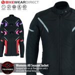 Motorradjacke für Damen, wasserdicht, für Mopeds, mit Biker-Rüstung 