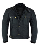 Short Black Waxed Motorcycle Jacket