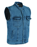 Denim Waistcoat Motorbike Rustic Biker Motorcycle Vest Cut Distressed Club