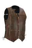 Mens Real Leather Waistcoat Motorbike Motorcycle Biker Genuine Gillet Vest Cut