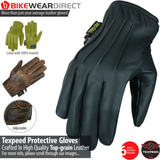 Motorbike Motorcycle Leather Short Gloves With Lined Aramid Biker Protection