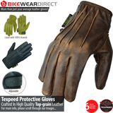 Motorbike Motorcycle Leather Short Gloves With Lined Aramid Biker Protection