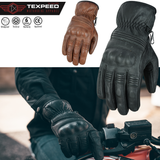 Motorcycle Motorbike Leather Gloves With CE Knuckle Armour Biker Protection