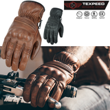 Motorcycle Motorbike Leather Gloves With CE Knuckle Armour Biker Protection