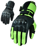 Damen Motorradhandschuhe Textil Schwarz Hi-Vis Biker City wasserdicht