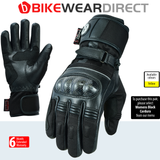 Damen Motorradhandschuhe Textil Schwarz Hi-Vis Biker City wasserdicht