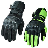 Womens Waterproof Motorbike Motorcycle Gloves Textile Black Hi-Vis Biker City