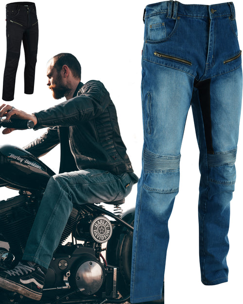 motorcycle denim trousers