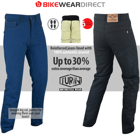 Aramid Motorcycle Jeans in Black or Blue