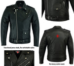 Vintage Brando Black Leather Motorcycle Jacket