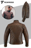 Diamond Stitched Brown Leather Motorcycle Jacket