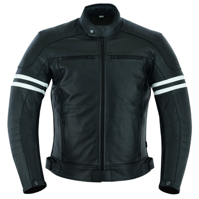 Cafe Racer Black Leather Motorcycle Jacket Bike Wear Direct