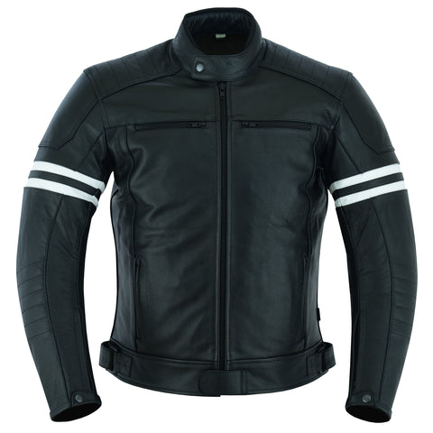 Café Racer Black Leather Motorcycle Jacket