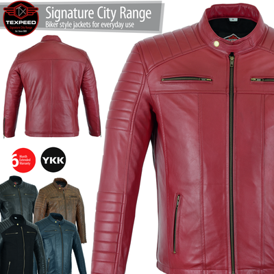 Get Signature City Casual Red Leather Jacket – Bike Wear Direct