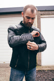 Signature City Casual Black Leather Textile Jacket