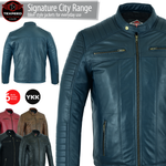 Signature City Casual Blue Leather Jacket