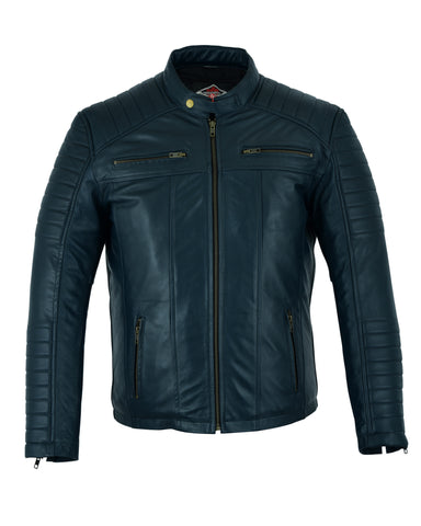 Signature City Casual Blue Leather Jacket