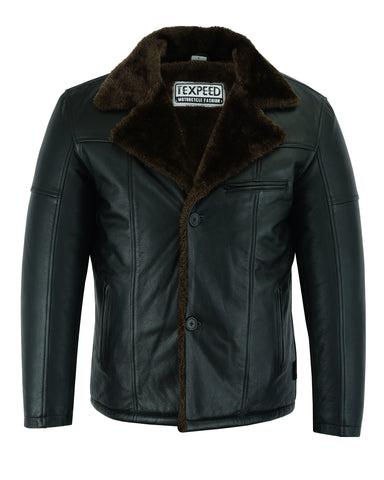 Aviator Pilot Casual Leather Brown Fur Jacket