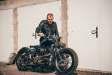 Two Tone Black Leather Motorcycle Jacket