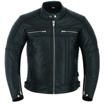 Zweifarbige schwarze Leder-Motorradjacke