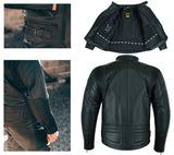 Twin Zipped Black Leather Motorcycle Jacket