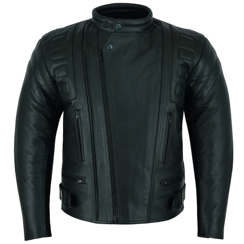 Twin Zipped Black Leather Motorcycle Jacket