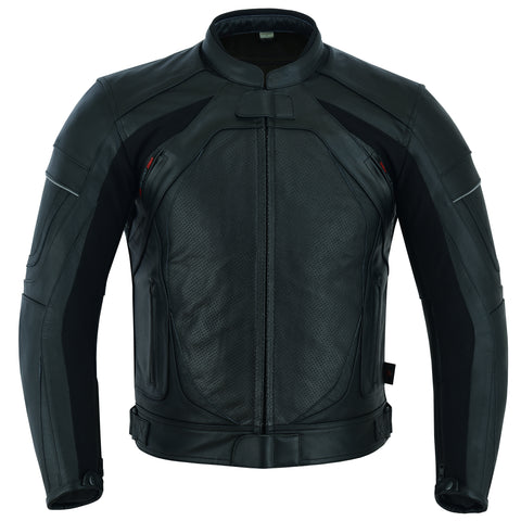 Racing Black Leather Motorcycle Jacket