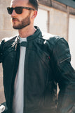 Racing Black Leather Motorcycle Jacket