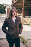 Womens Brando Brown Leather Motorcycle Jacket