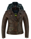 Womens Brando Brown Leather Motorcycle Jacket