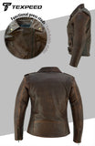 Womens Brando Brown Leather Motorcycle Jacket