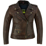 Womens Brando Brown Leather Motorcycle Jacket