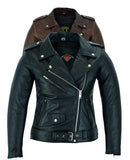 Womens Brando Black Leather Motorcycle Jacket