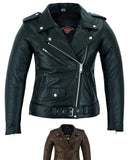 Womens Brando Black Leather Motorcycle Jacket