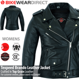 Womens Brando Black Leather Motorcycle Jacket