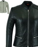 Womens Signature City Casual Black Leather Jacket