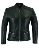 Womens Signature City Casual Black Leather Jacket