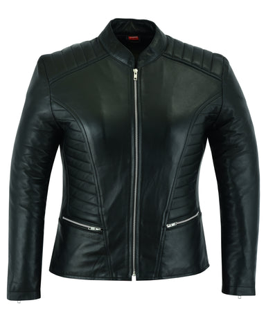 Womens Signature City Casual Black Leather Jacket