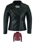 Womens Signature City Brando Black Leather Jacket