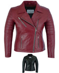 Womens Signature City Brando Black Leather Jacket