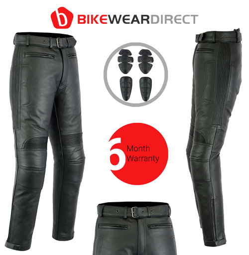 Leather Motorcycle Motorbike Biker Trousers Touring Cruiser Jeans With CE  Armour