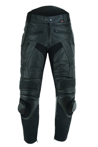 Sliding Black Leather Motorcycle Trousers
