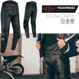 Sliding Black Leather Motorcycle Trousers