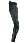 Sliding Black Leather Motorcycle Trousers