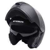 Stealth Flip Up Motorcycle Helmet In Matt Black