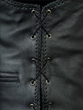Leather Waistcoat Motorbike Fish Hook Clip Braided Laced Biker Motorcycle Vest